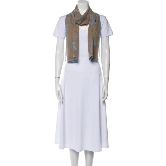 GIORGIO ARMANI Silk Brown Blue Floral Print Scarf EUC One Size - Picture 3 of 10